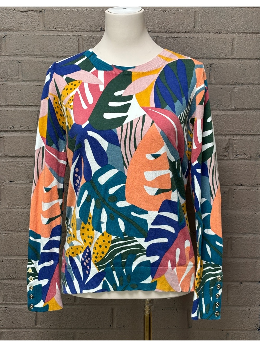 Boden tropical print lightweight sweater top M